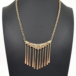 Vintage Emmons Goldtone Fringe Filigree Pendant Necklace